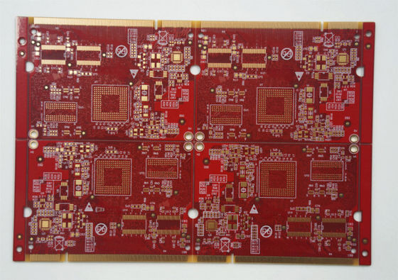 Bon prix FR4 Tg135 1,0 mm 6 couches PCB rigide avec ENIG doigt d'or 40U'' rouge soldermask et finition de surface en ligne